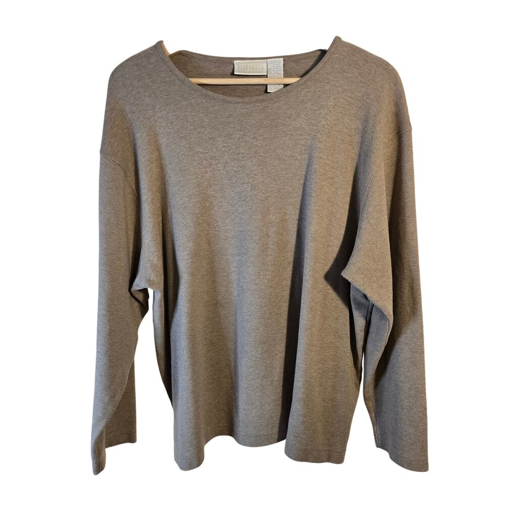 Elisabeth by Liz Claiborne Medium Gray 100% Cotton Long Sleeve Top [0300]